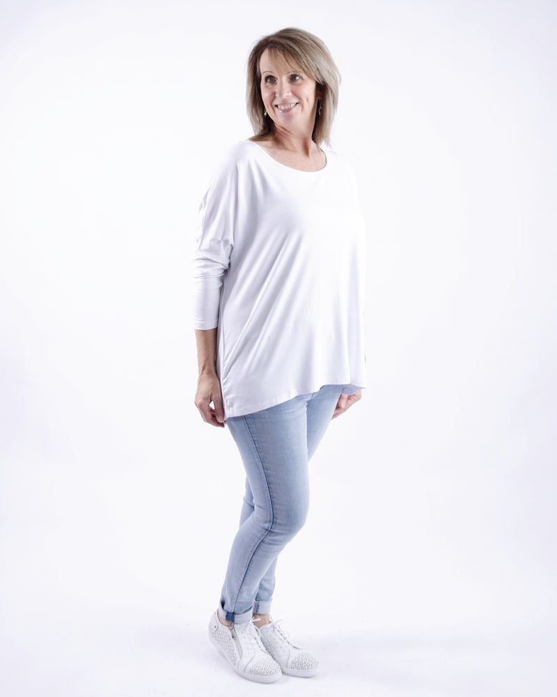 Milan 3/4 sleeve Top White